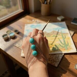 Bansri-Tiered Howlite Stone Hand Chain Bracelet for Women – Boho Chic Jewelry